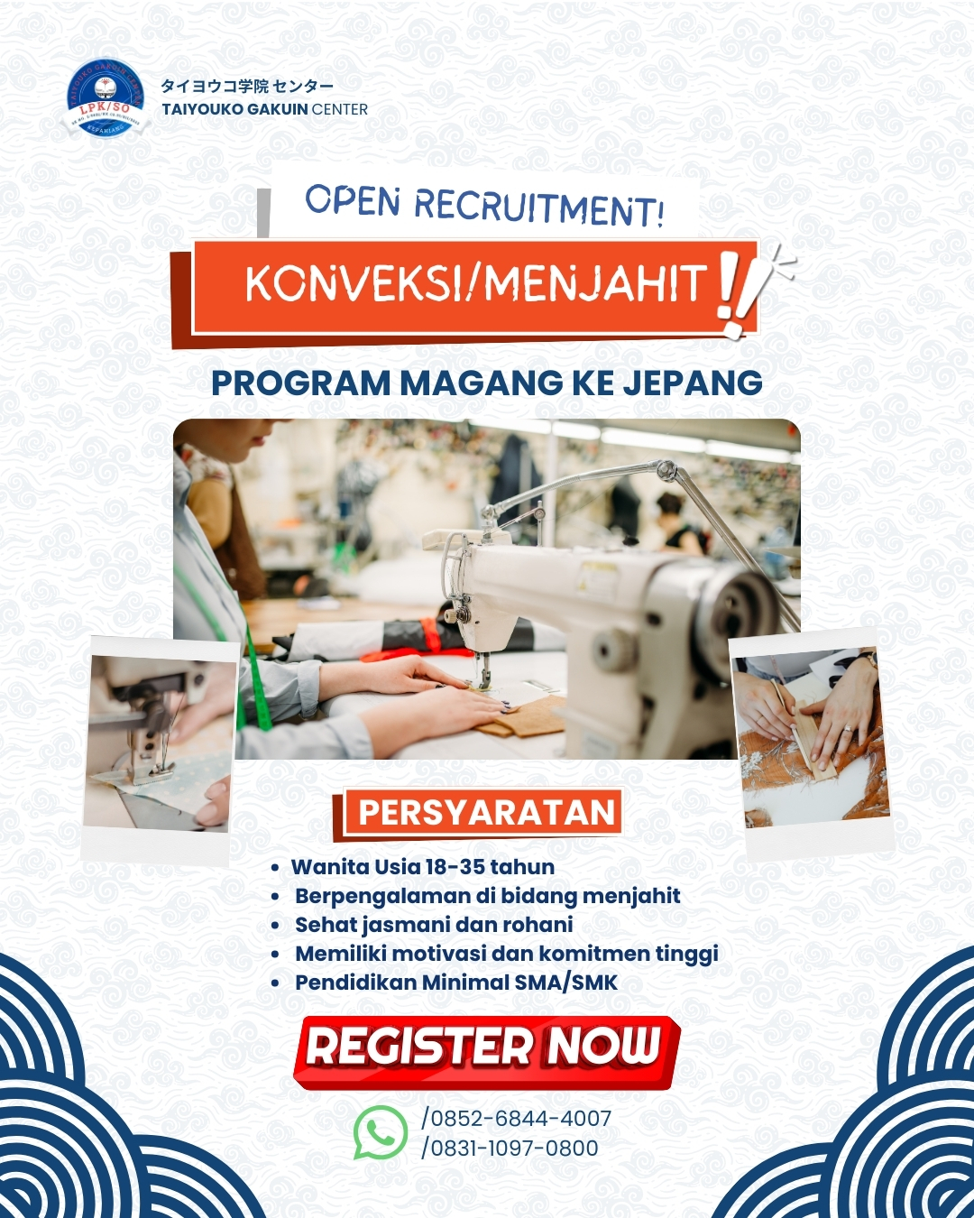 OPEN REGISTRATION: Program Magang Konveksi (Garment) ke Jepang